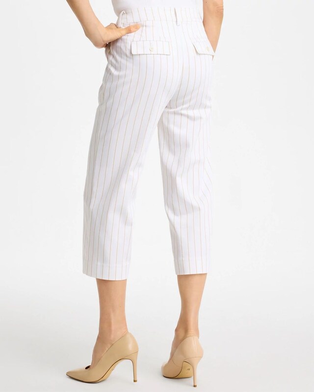 Sandstone Striped Emme Sateen Straight Capri Pants - image 3